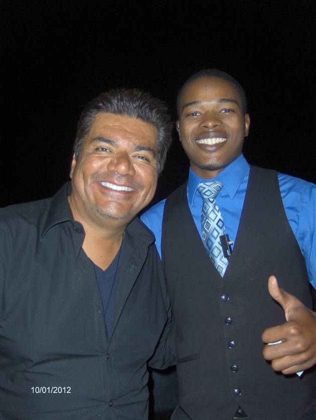 George Lopez with a fan at ghostbar in Palms Casino Resort Las Vegas 10.1.12