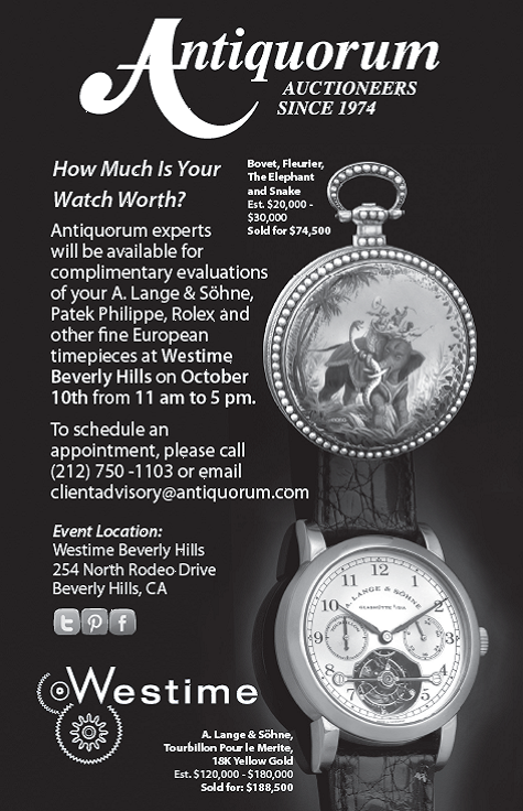 Antiquorum Watch Experts Lend Their Expertise to Patrons of Westime Beverly Hills Today