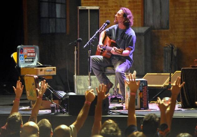 Musician Eddie Vedder performs at The Pearl concert theater at the Palms Casino Resort on November 1, 2012 in Las Vegas. (photo by David Becker)