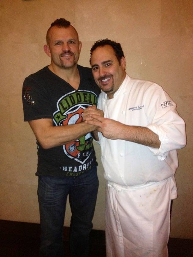 Chuck Liddell with Chef Barry Dakake at N9NE Steakhouse in Palms Casino Resort