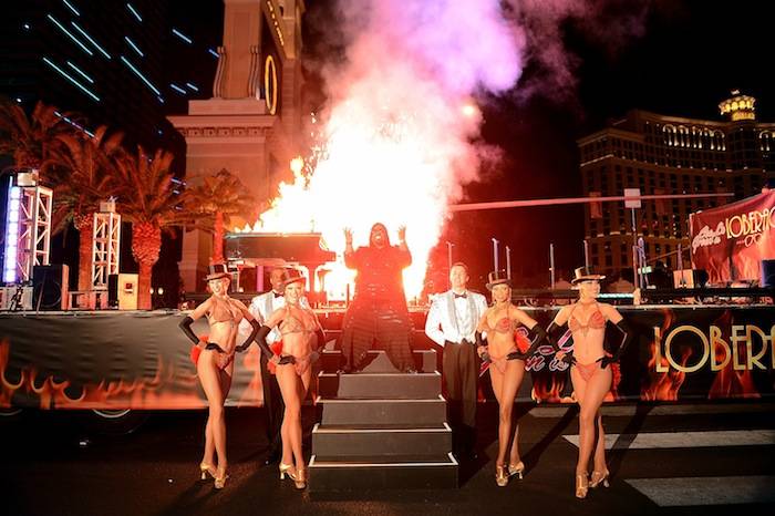 CeeLo Green Plays Flaming Piano Down Las Vegas Strip As He Arrives To Planet Hollywood Resort & Casino