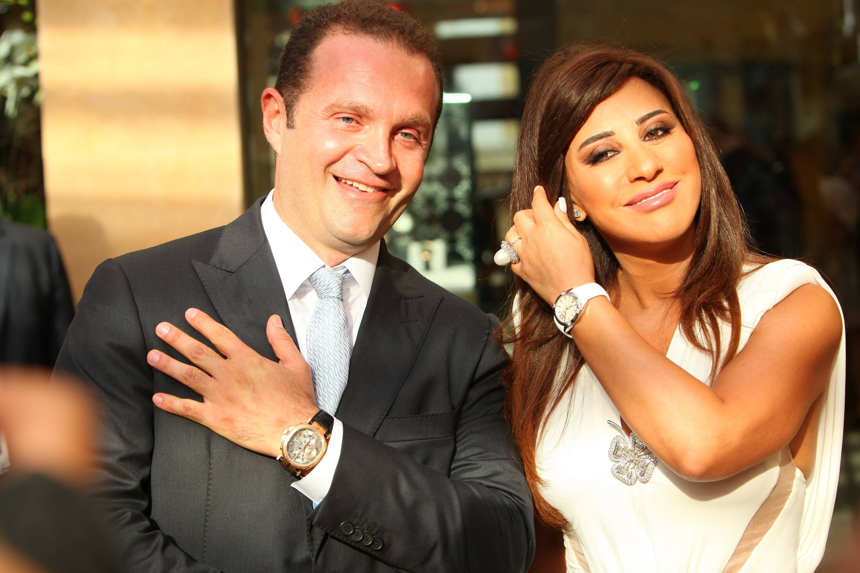 Mr. Pascal Mouawad and Najwa Karam wearing a watch from Mouawad’s La Griffe collection