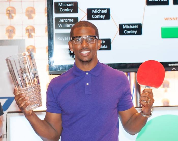Chris Paul With Trophy at TopSpin Charity Ping Pong Tournament During Carnevale at The Palazzo Las Vegas