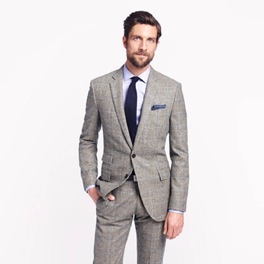 Ludlow Suit jacket with double vent in prince of wales glen plaid english wool