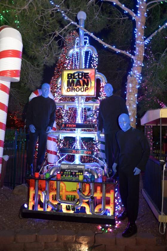 10.9.13 Blue Man Group Las Vegas Poses with Tree at Opportunity Village's Magical Forest_photo credit Paul Smith, Las Vegas Photo and Video (2)