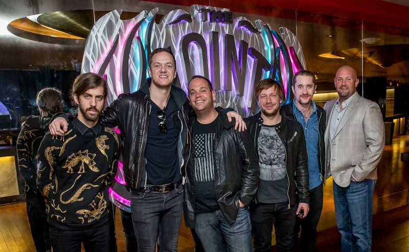 12.30.13 Imagine Dragons joined by Bobby Reynolds of AEG Live (3rd from L) and Chas Smith of Hard Rock Hotel (far R)