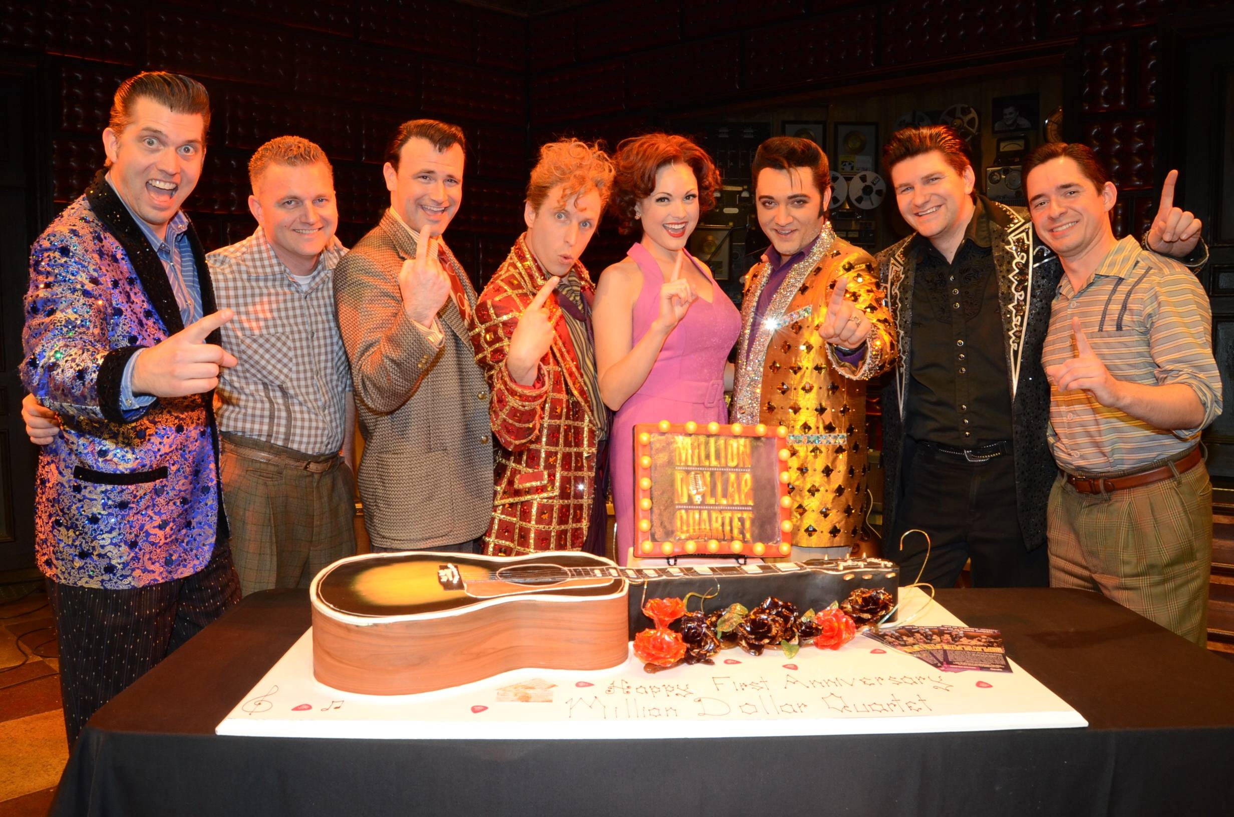 Cast of Million Dollar Quartet Las Vegas; First Anniversary 2.19.14 ©Caesars Entertainment