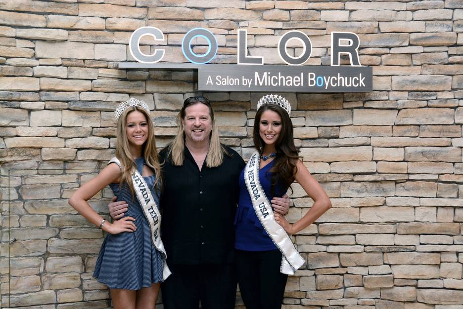 Miss Nevada Teen USA Alexa Taylor, Michael Boychuck and Miss Nevada USA Nia Sanchez