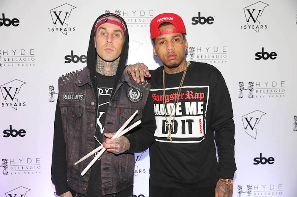 Travis Barker and Kid Ink on red carpet at Hyde Bellagio, 2.18.14