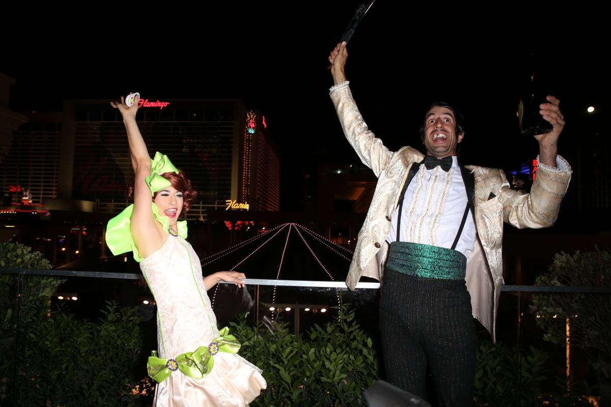 Penny Pibbets and The Gazillionaire Champagne Toast - ABSINTHE Third Anniversary 4.16.14 (C) Gabe Ginsberg-Vegas Kool