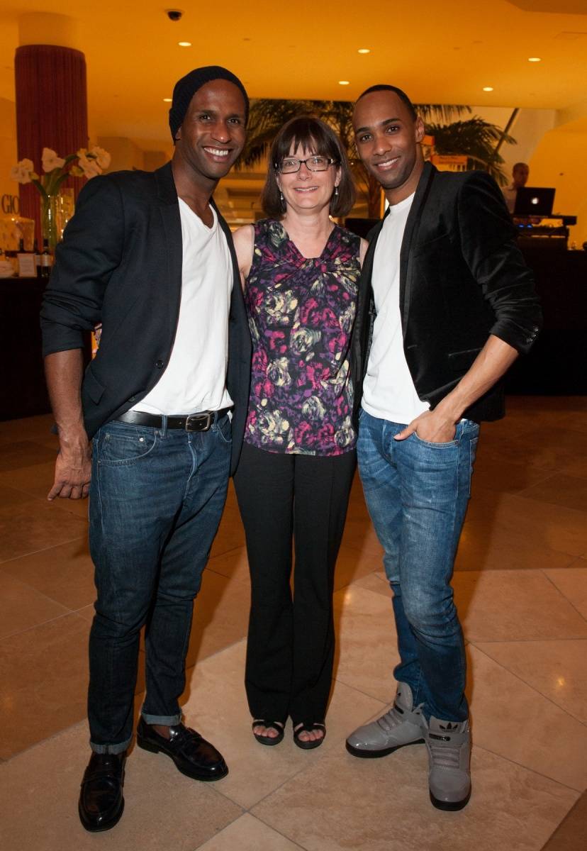 Segerstrom Center - Alvin Ailey 2014 cast party - Mary Harward with Glenn Allen Sims and Sean Carmon - photo by Doug Gifford (2)