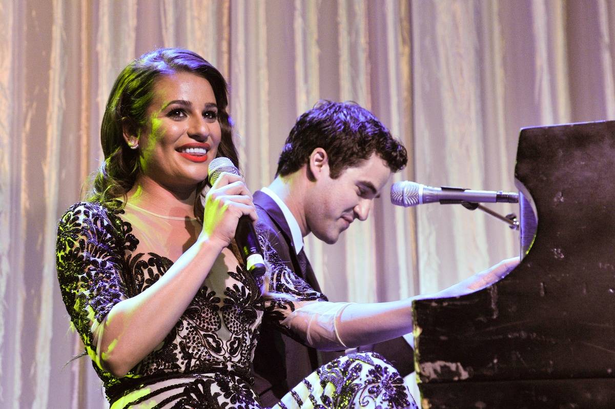 03 lea michele and darren criss performing