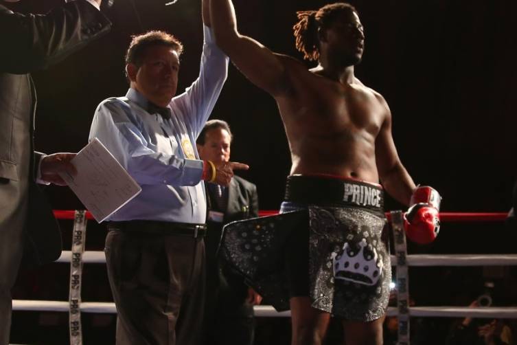 Charles Martin is declared winner by knockout in his heavyweight bout against Rafael Pedro