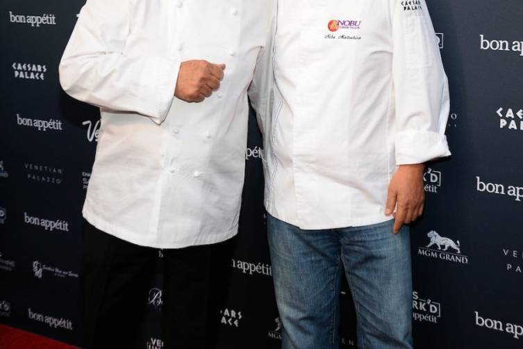 Guy Savoy and Nobu Matsuhisa at The Grand Tasting Red Carpet (credit Ethan Miller for Bon Appetit)