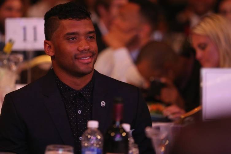 NFL quarterback Russell Wilson attends the 2014 Sports Spectacular Gala at the Hyatt Regency Century Plaza on May 18, 2014