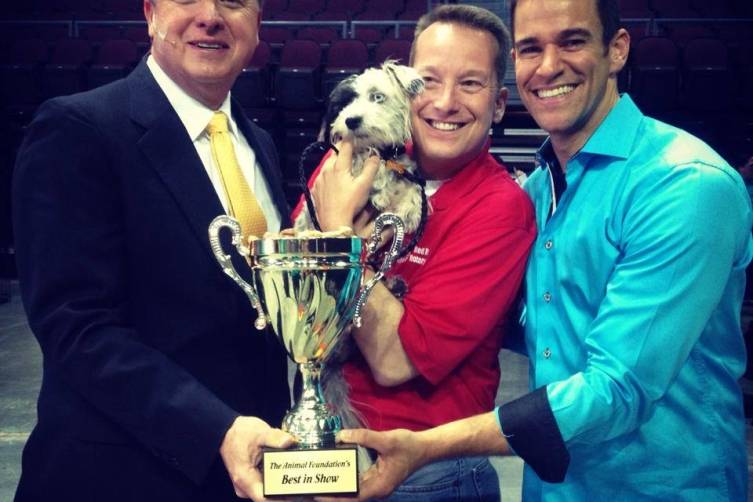 The Animal Foundation's 11th Annual Best In Show Winner Jackson poses with his trophy, Las Vegas, 4.27.14