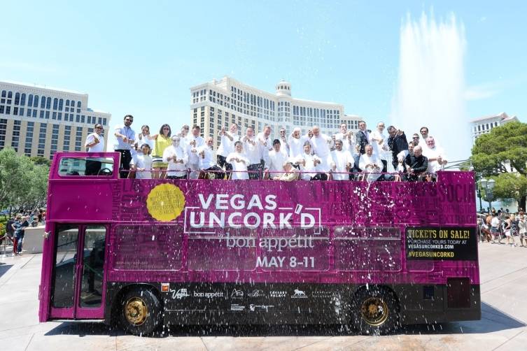 Vegas Uncork'd by Bon Appetit Saber Off at Bellagio (credit Isaac Brekken for Bon Appetit)