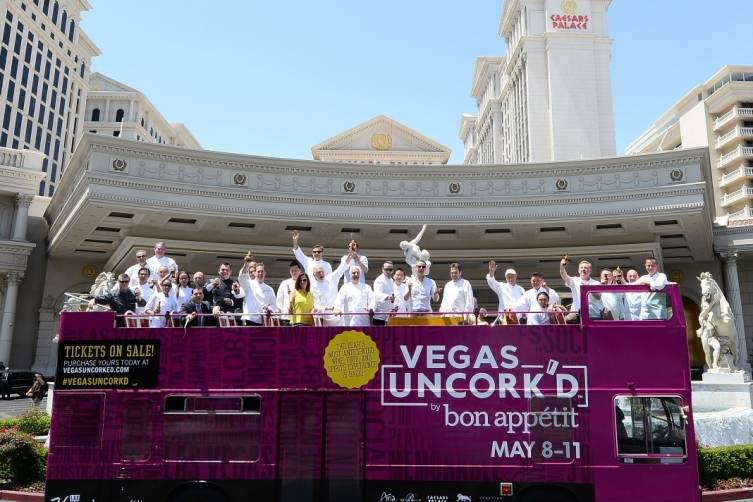 Vegas Uncork'd by Bon Appetit Saber Off at Caesars Palace (credit Isaac Brekken for Bon Appetit)