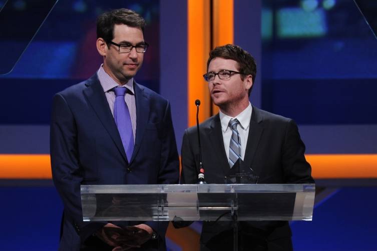 Writer Doug Ellin and actor Kevin Connolly on stage at the 2014 Sports Spectacular Gala (Alberto E. Rodriguez,Getty Images)