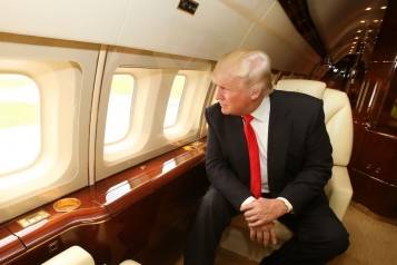 Donald Trump inside his private jet
