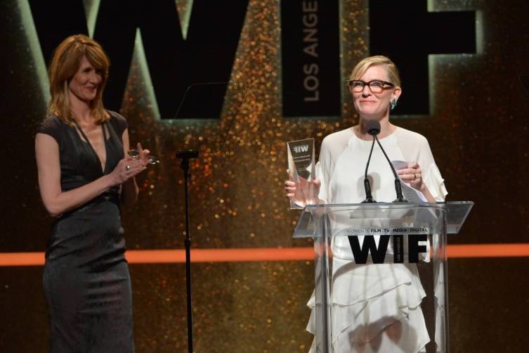 Laura Dern Cate Blanchett onstage WIF 2014 Crystal + Lucy Awards presented by MaxMara, BMW, Perrier-Jouet, South Coast Plaza - Getty Images