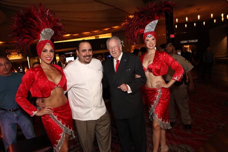 Chef Barry S. Dakake with Oscar Goodman in front of Lao Sze Chuan