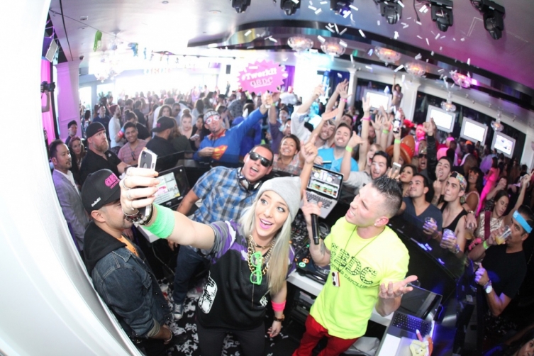 Jenna Marbles takes a selfie at Ghostbar Dayclub