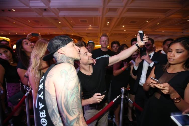 Travis Barker with fans at Hyde Bellagio, Las Vegas 10.11.14