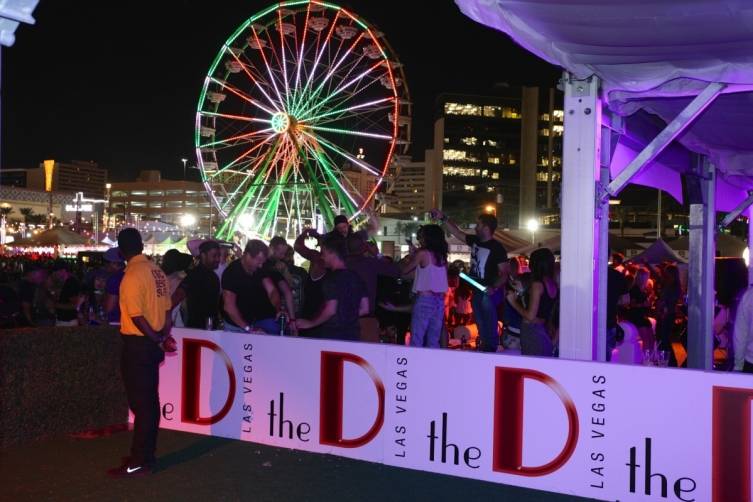 View of Life is Beautiful festival grounds and ferris wheel from the D's VIP cabana