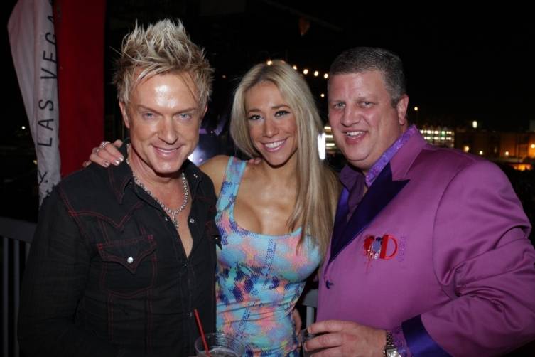 Zowie Bowie's Chris Phillips and Lydia Ansel with Derek Stevens at the D's VIP cabana at Life Is Beautiful Festival, 10.26.14