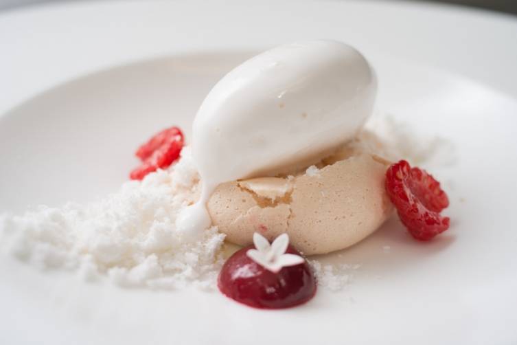 Soft Meringue with Coconut Sorbet at Fisher Island