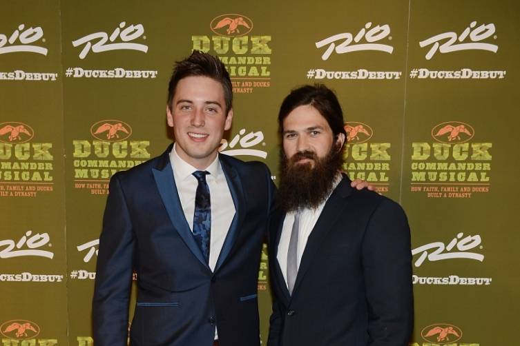 Josh Tolle with Jep Robertson at World Premiere of DUCK COMMANDER MUSICAL 4.15.15_Credit Denise Truscello