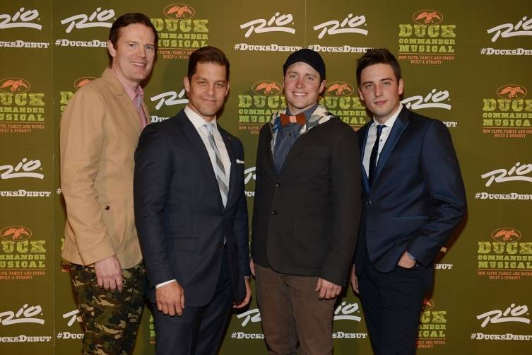 Matt Stokes, Ben Thompson, Tommy McDowell and Josh Tolle at World Premiere of DUCK COMMANDER MUSICAL 4.15.15_Credit Denise Truscello