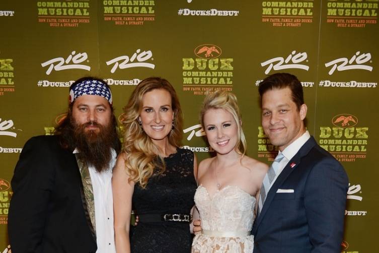 Willie and Korie Robertson with Ginna Claire Mason and Ben Thompson at World Premiere of DUCK COMMANDER MUSICAL 4.15.15_Credit Denise Truscello