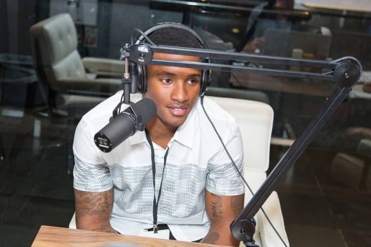 Football cornerback Damarious Randall is interviewed by Sports X Radio's Ken Thomson