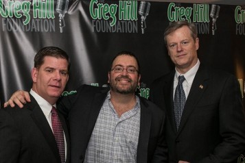 Mayor Marty Walsh, Greg Hill and Governor Charlie Baker