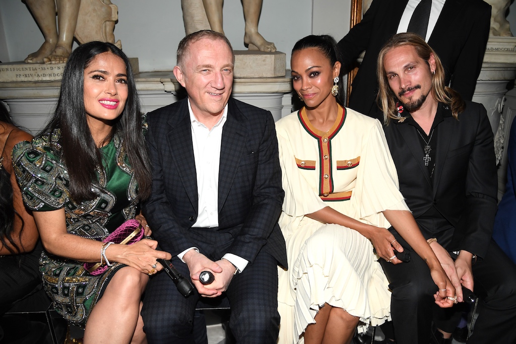 Backstage at the Global Citizen Festival in New York with Gucci CEO Marco  Bizzarri and Salma Hayek-Pinault, co-fou…