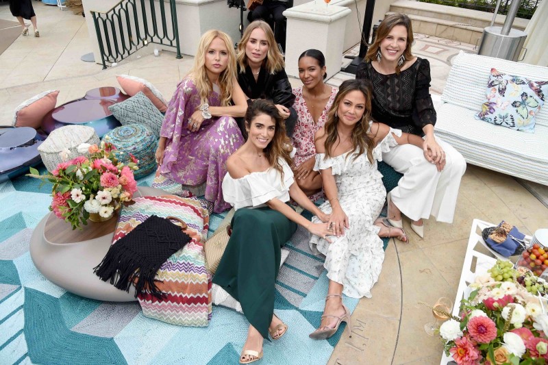 Rachel Zoe, Anine Bing, Lizzy Mathis, Candace Nelson, (front row) Nikki Reed, and Vanessa Lachey, all wearing Rachel Zoe Collection