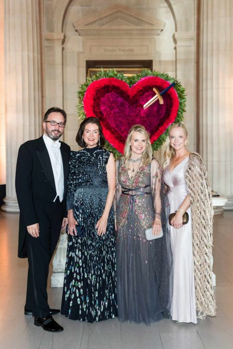 San Francisco Opera General Director Matthew Shilvock, Opera Ball 2019 co-chairs Elizabeth Birka-White (in Givenchy) and Jane Mudge (in Marchesa), and Kate Shilvock (in Karen Caldwell).