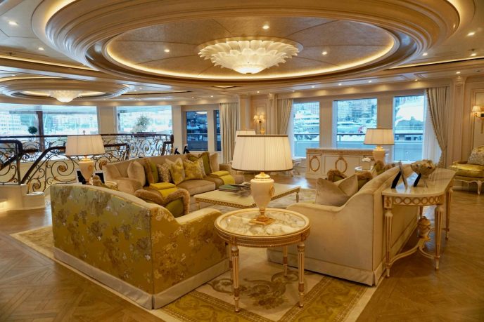 Living room of mega yacht Tis, winner of Best Interior Award 2019