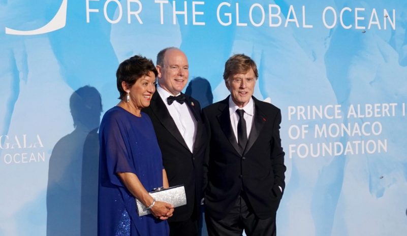 Sibylle Redford, Prince Albert and Robert Redford attend the 2019 Monte-Carlo Gala for the Global Ocean