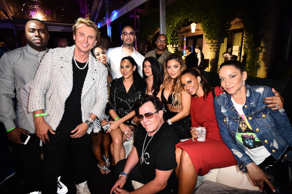 Malik Williams, Jonathan Cheban AKA Foodgod, guest, Swizz Beatz, Michelle Pooch, guests, JR Ridinger, Larsa Pippen, and guests SHOP.COM & Haute Living Celebrate The Release Of "Family Ties", Fat Joe's Newest & Last Album At The Ridinger Estate In Miami Beach, Florida