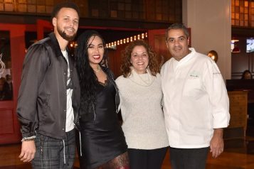 Stephen and Ayesha Curry with Diane and Michael Mina at International Smoke at MGM Grand Las Vegas