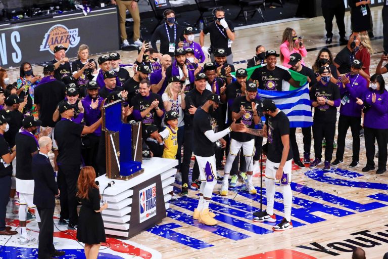 Larry O’Brien NBA Finals Trophy Presented To LA Lakers In Louis Vuitton Travel Case For First Time Ever