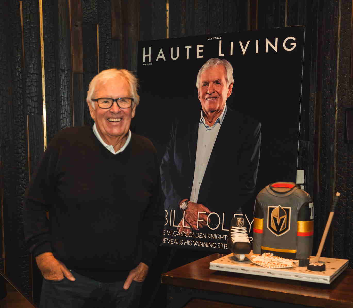 Vegas Golden Knights Owner Bill Foley Celebrates His Haute Living Cover With A Hockey-Themed Birthday Cake In ...