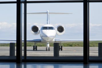 A,Small,Twin,Engined,Private,Corporate,Jet,Waits,Outside,An
