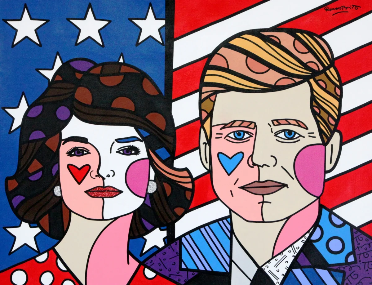American Dream, 2014, Romero Britto painting of John F. Kennedy and Jacqueline Kennedy sold at Sotheby’s