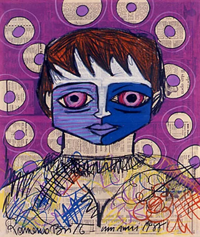 Blue Boy, 1988, Romero Britto Newspaper Period work