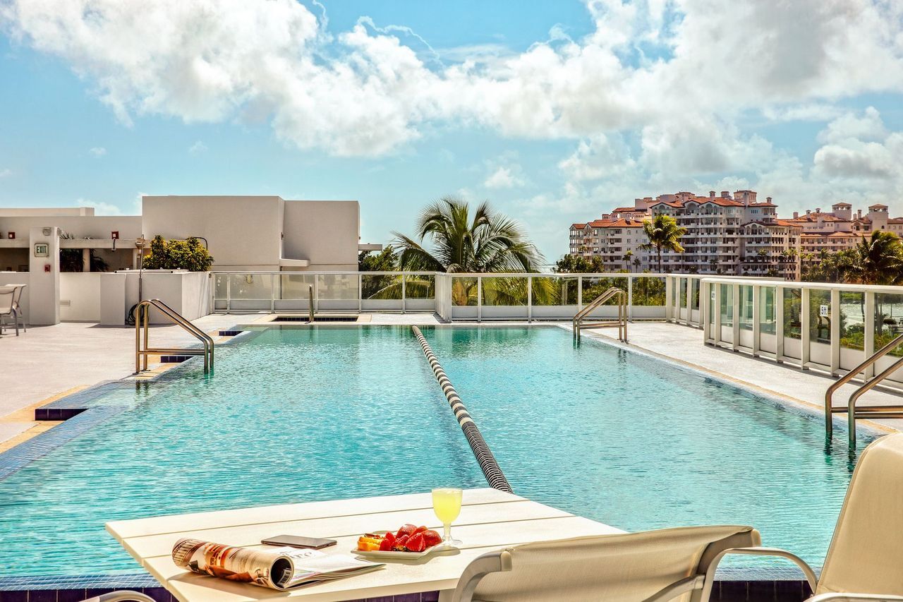 Aerial view of the Continuum twin towers on the Miami Beach oceanfront