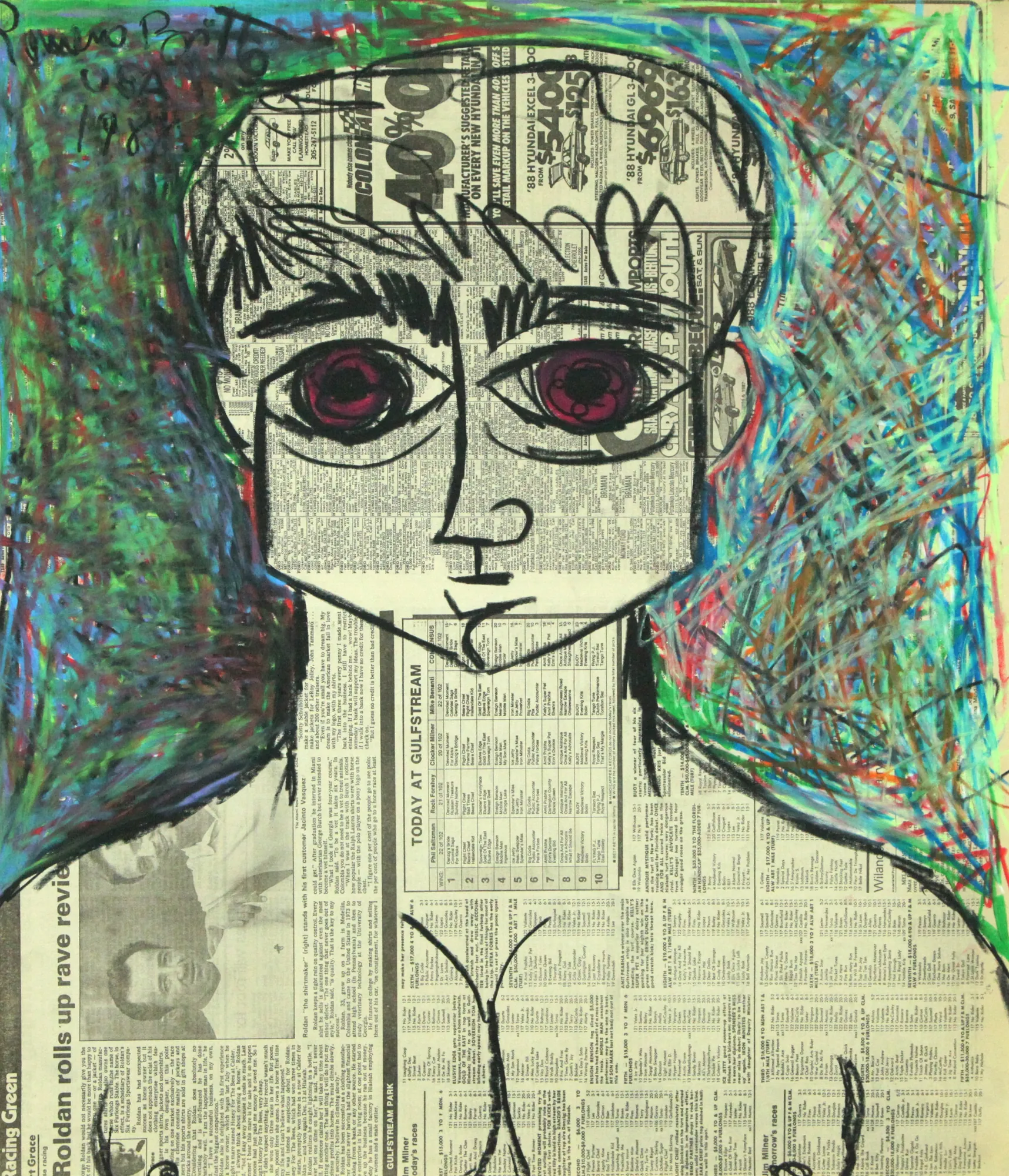 Raul, 1988, Romero Britto Newspaper Period work